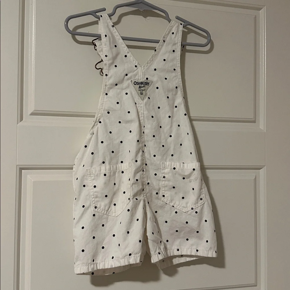 OshKosh White Polka Dot Shorts Overalls